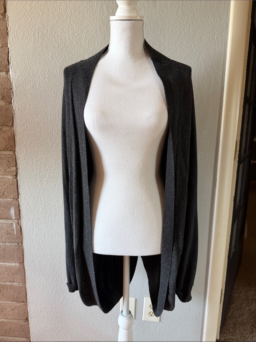 Solutions. Women's Open-Front Charcoal Grey Cardigan